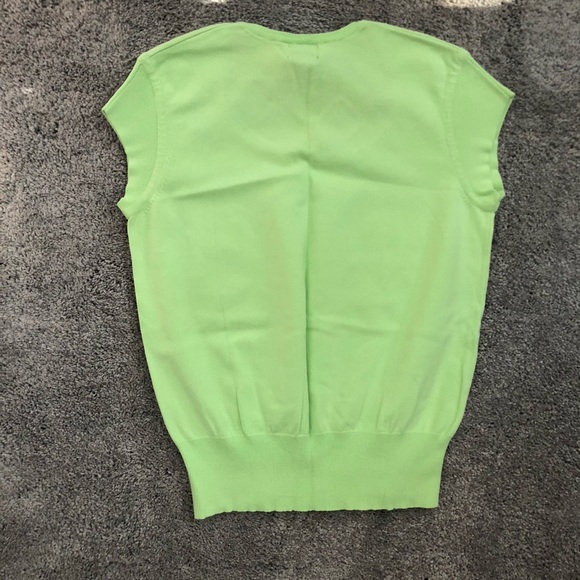 Lime Top Rafaella embroidered flower sweater Lightweight Cap-sleeve Crewneck L - Picture 5 of 7